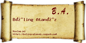 Báling Atanáz névjegykártya